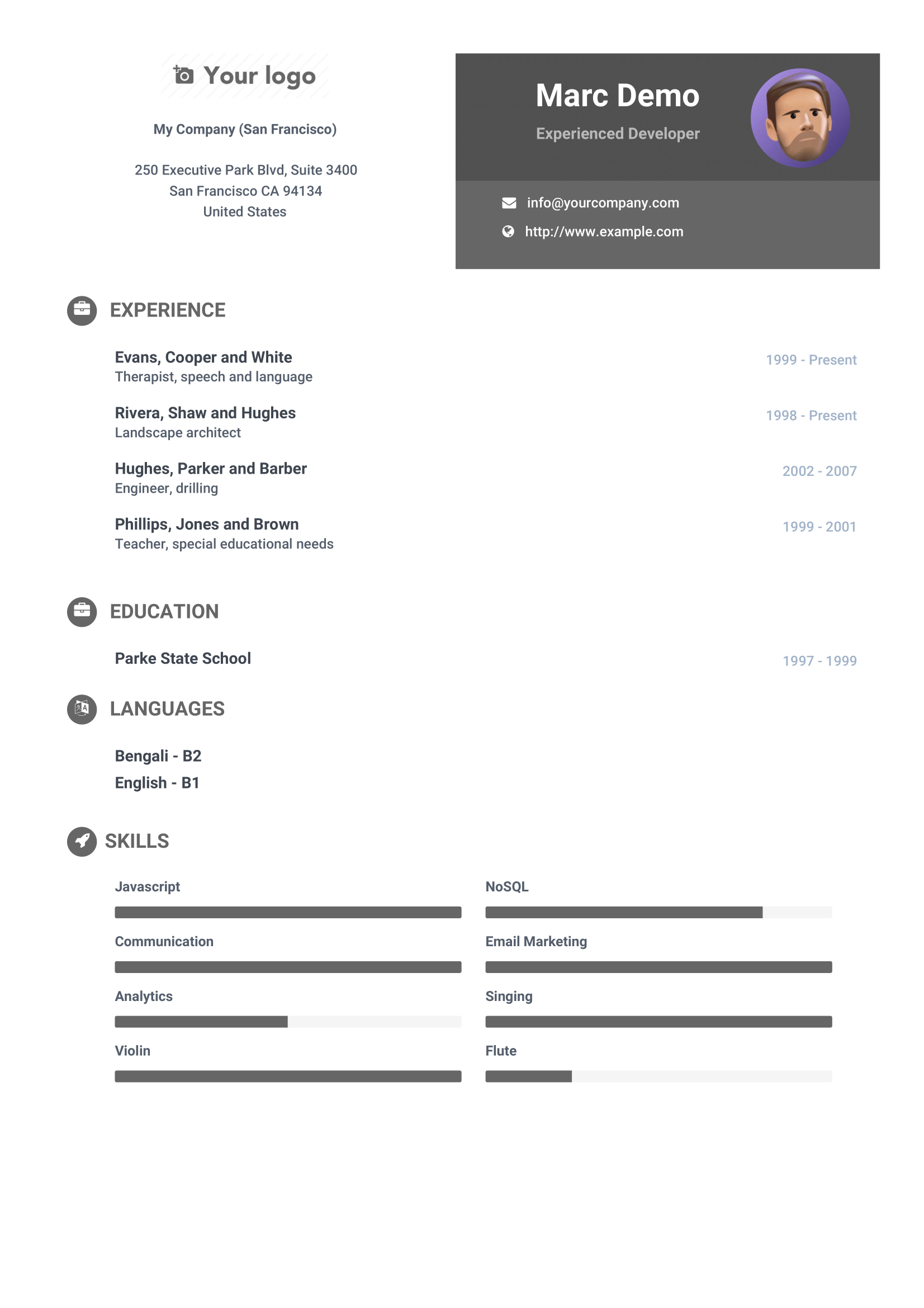 Print Resume Sample